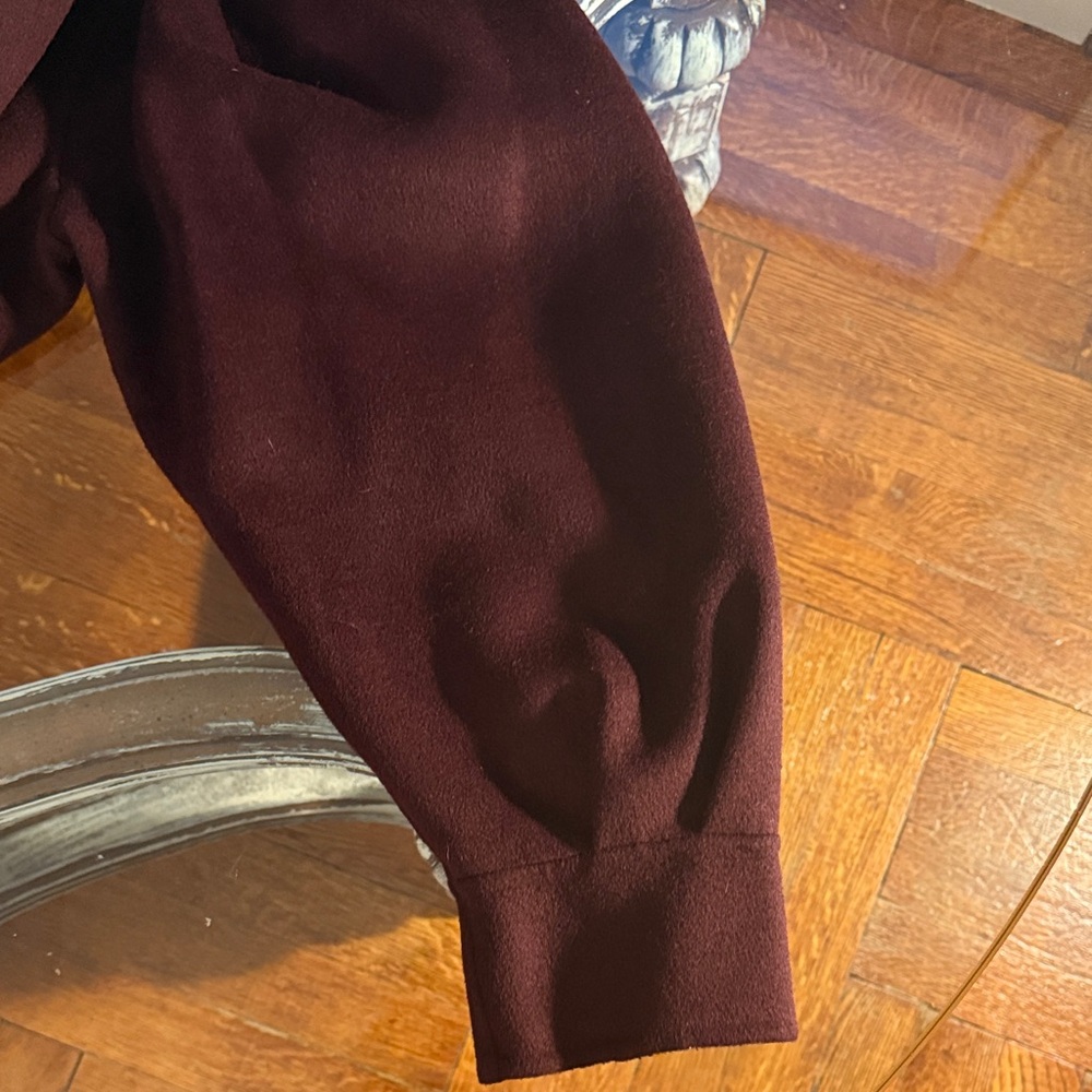 Elegant Burgundy Wrap Coat - Picture 7 of 10